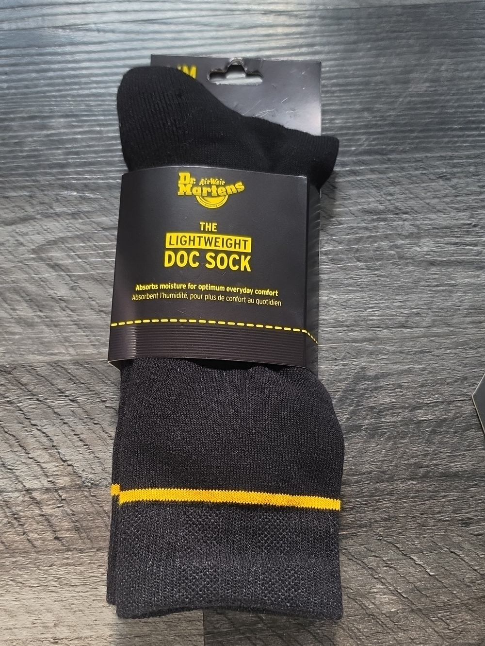 Dr. Martens Black Socks with Yellow Stripe - Lightweight Doc Sock